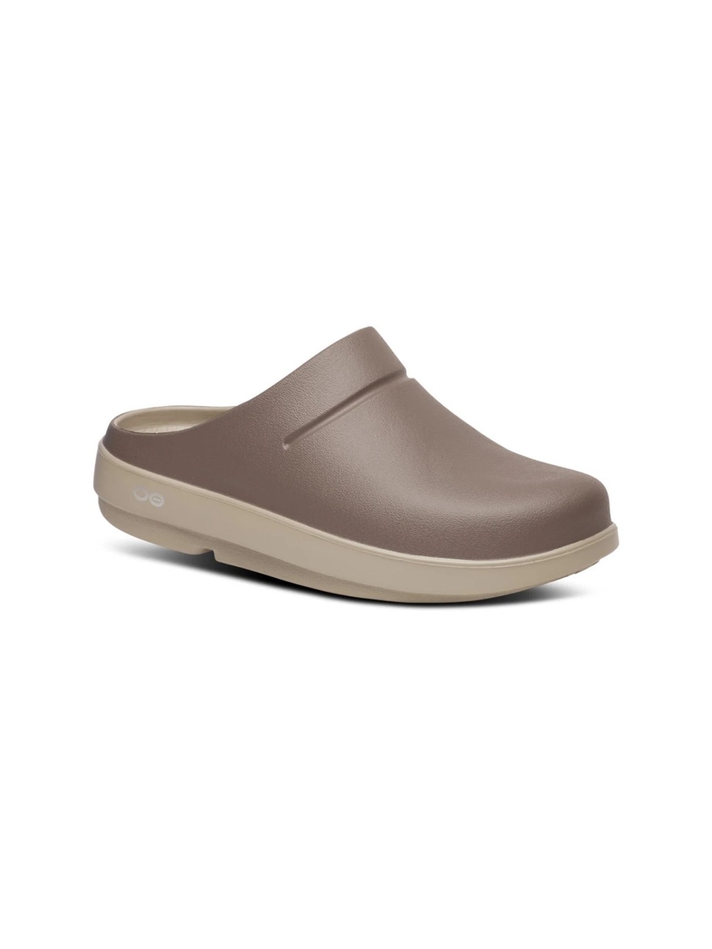 OOFOS Women’s Slip-On Mule - Taupe Upper with Cream Sole Luxe Clog Portobello